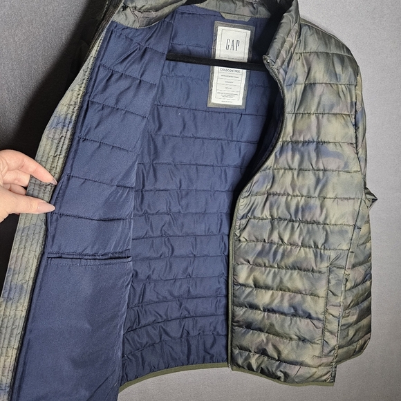 GAP Men's Medium ColdControl Lightweight Puffer Jacket Water Resist GREEN CAMO - Picture 5 of 13